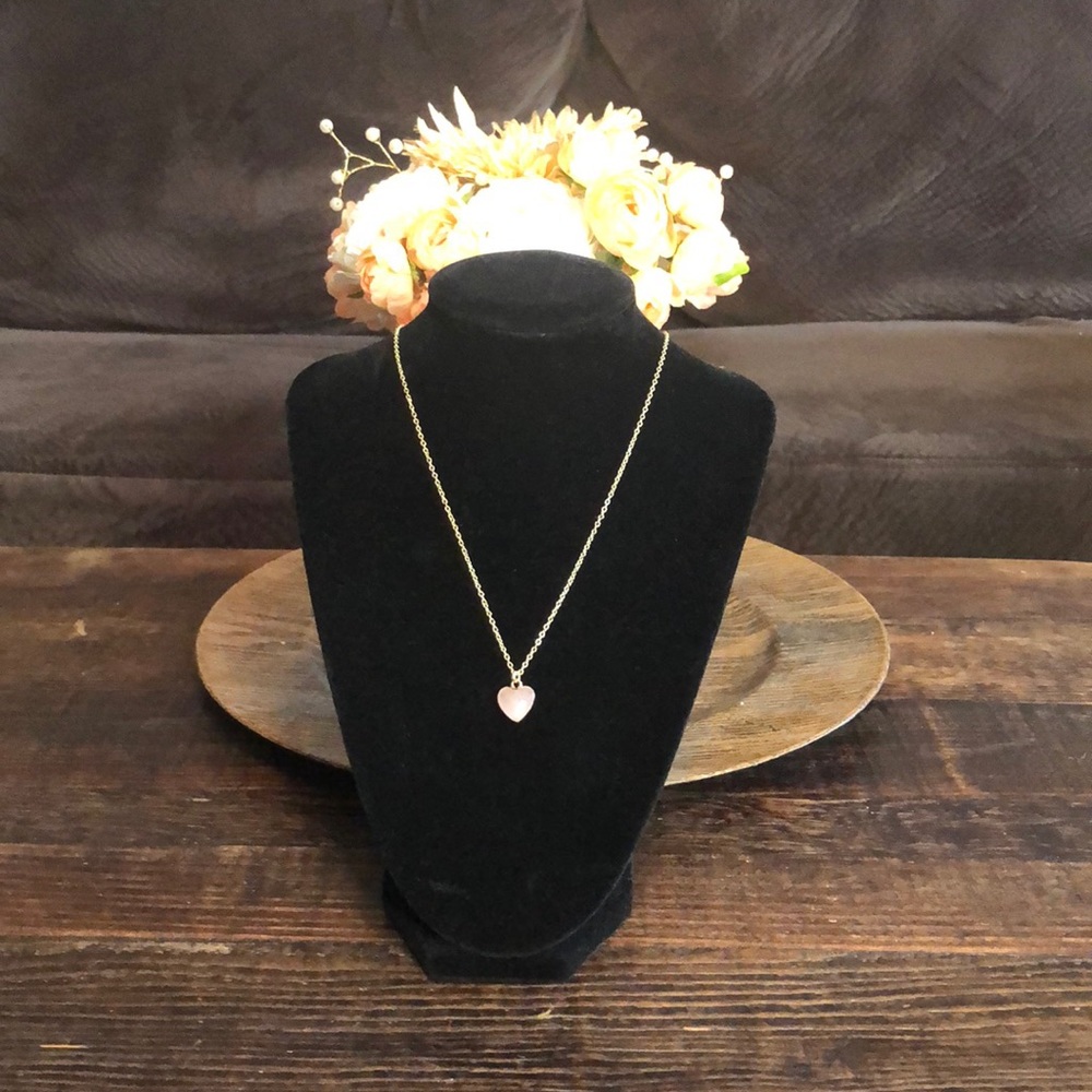 Pink Quartz Heart Pendant Necklace